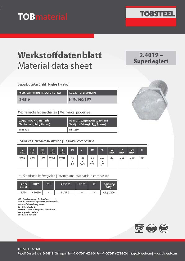 Werkstoffdatenblatt TOBmaterial 2.4819